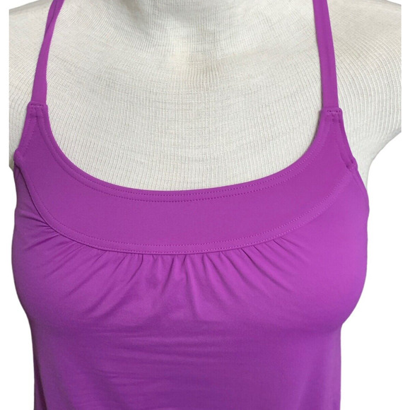 Lands' End Size 8 Tankini Swimsuit Purple Elastic Hem Racerback Beach Vacation - Picture 2 of 7
